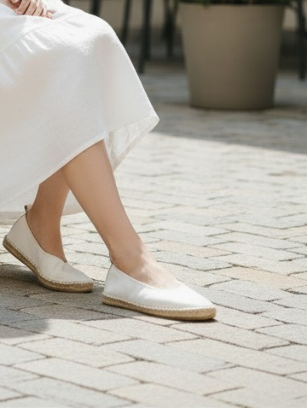 Free People 39 White Espadrille Flats - Comfortable Summer Slip-Ons Sz 8.5 WL411